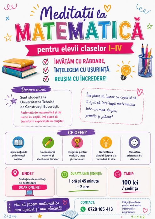 Meditatii matematica - 100 lei