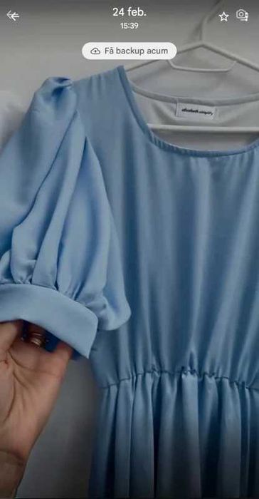 Rochie albastră cu mânecă scurtă, mărimea M, material voal subțire