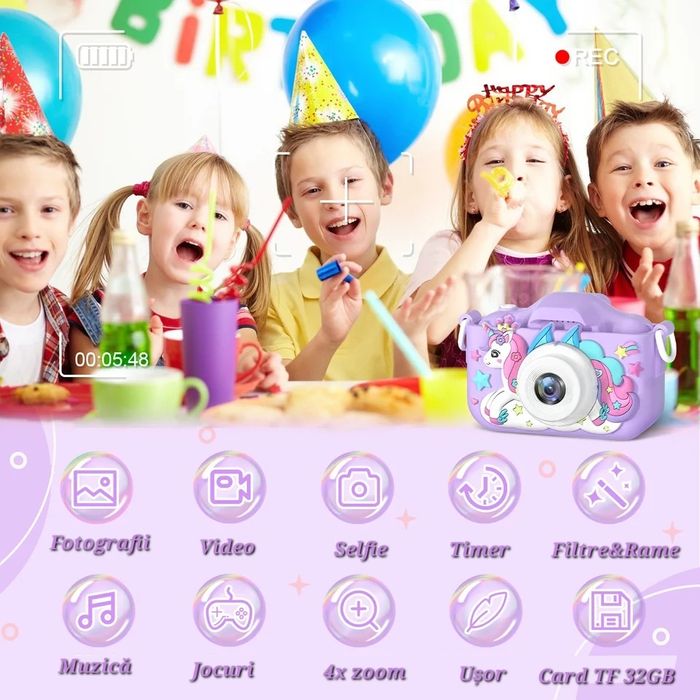 Cameră Foto-Video HD. Card 32Gb+Cititor card. Carcasă. Muzică, jocuri.