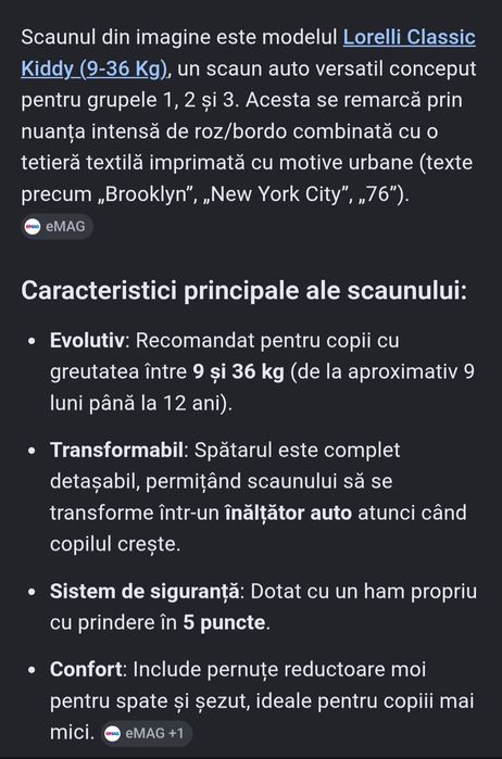 Scaun auto pt copii