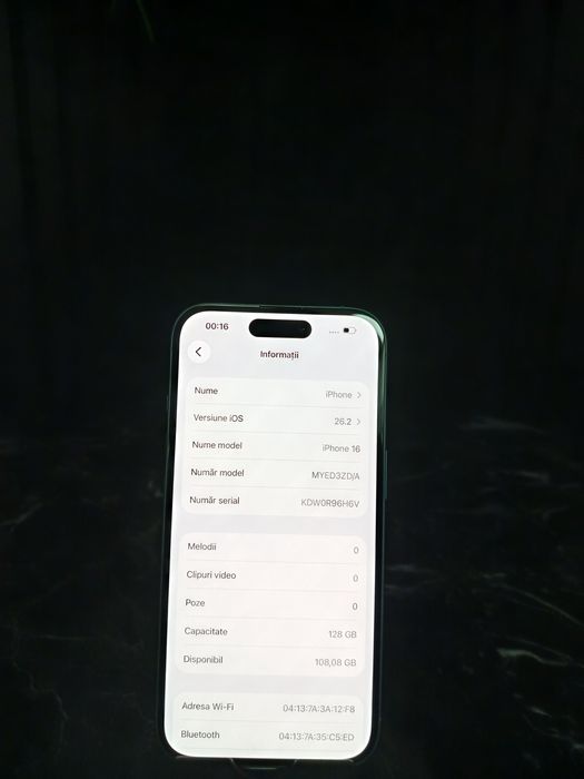 Noble Amanet - iPhone 16 - Baterie 90% - Ca NOU