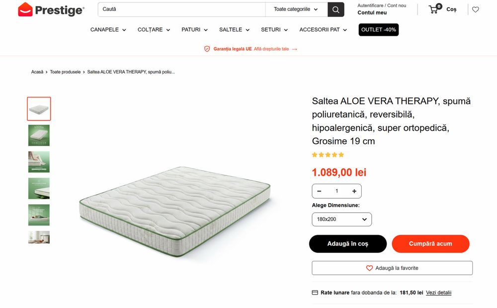 Saltea aproape noua 200/180