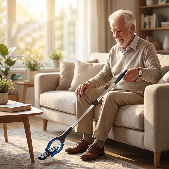 Cleste pentru ridicare obiecte cu LED pentru seniori pliabil 82 cm