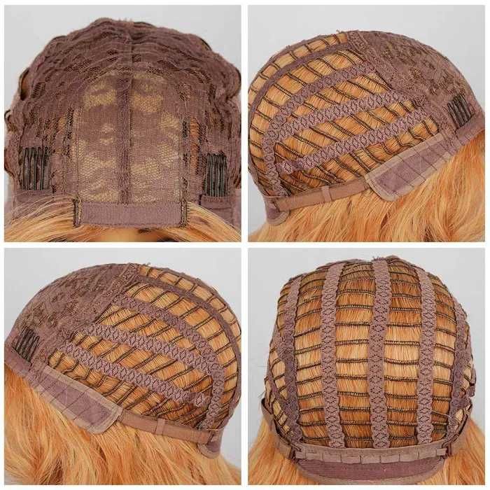 Оранжева къдрева перука с руси краища на път