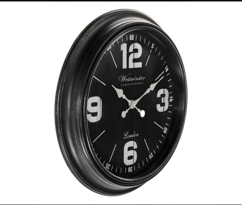 Стенен часовник Liberta, Дървен, Черен, 50 см