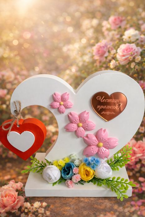 Сърца с надпис “Честит празник” или Честит 8-ми март”