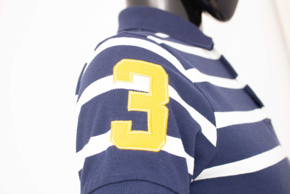 Polo RALPH LAUREN оригинална мъжка тениска синьо райе с яка S