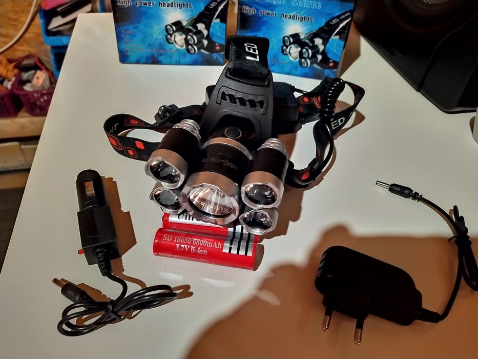 Lanterna de cap cu 5 LED-uri Cree XML T6