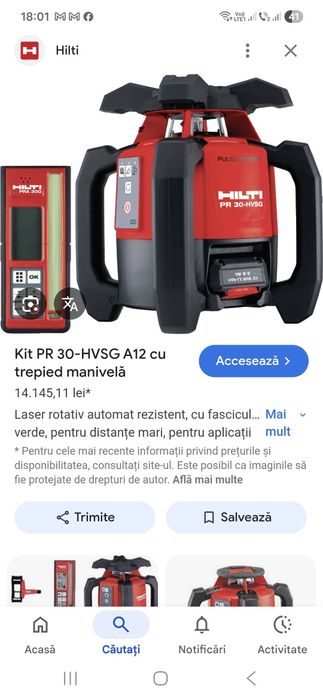 Nivelă laser Hilti Pr 30 HVSG