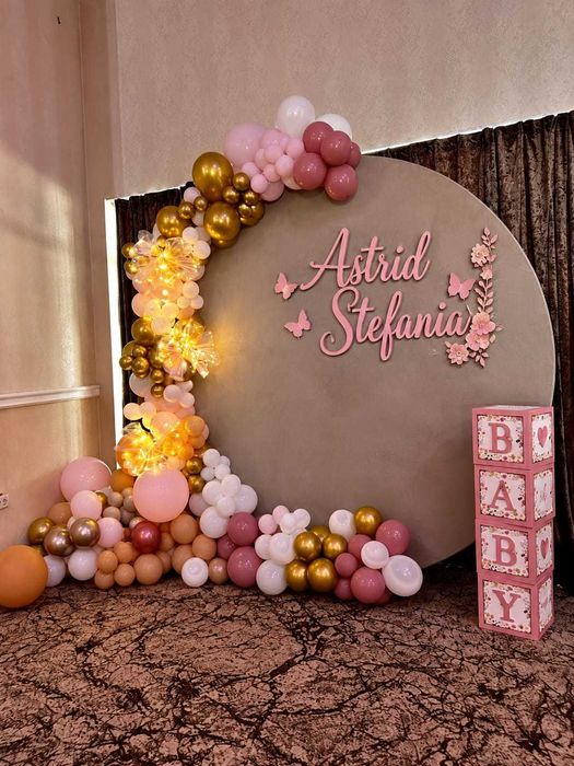 Decor baloane, evenimente, nunta, botez, montaj, panouri personalizate