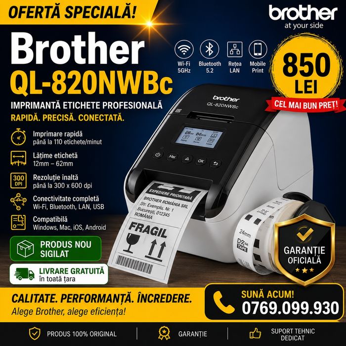 Brother QL-820NWBc | Sigilat | Livrare gratuita