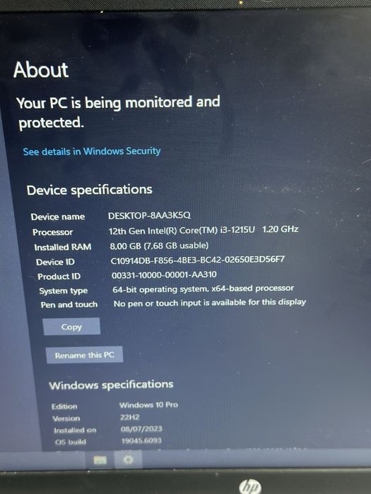 Noutbuk Hp i3-1215U 8/512