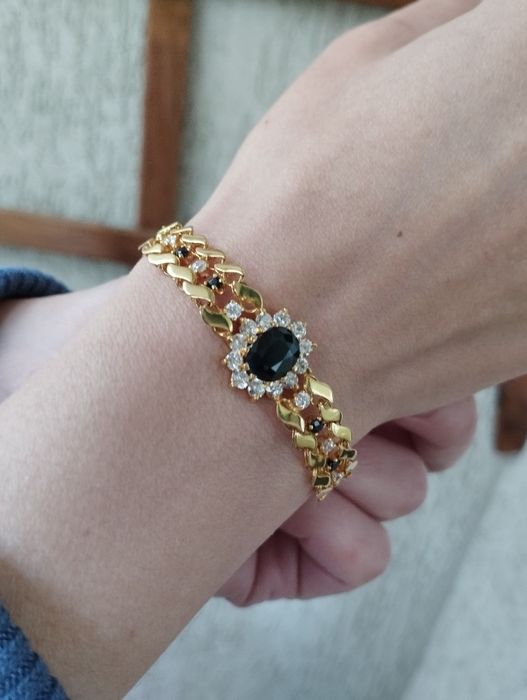 Brățară Aur 18K/13,11g Safire&Cubic Zirconia — Lucrătură italiană eleg