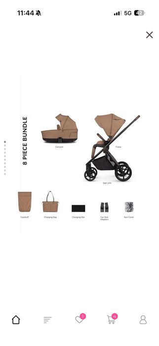 Venicci Комбинирана количка 2 в 1 Claro 2 Caramel и  Venicci Стол за кола Tiago (0-13 кг.) Beige
