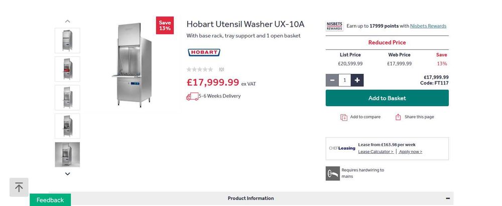 HOBART - Masina de spalat profesionala pentru ustensile/vase mari