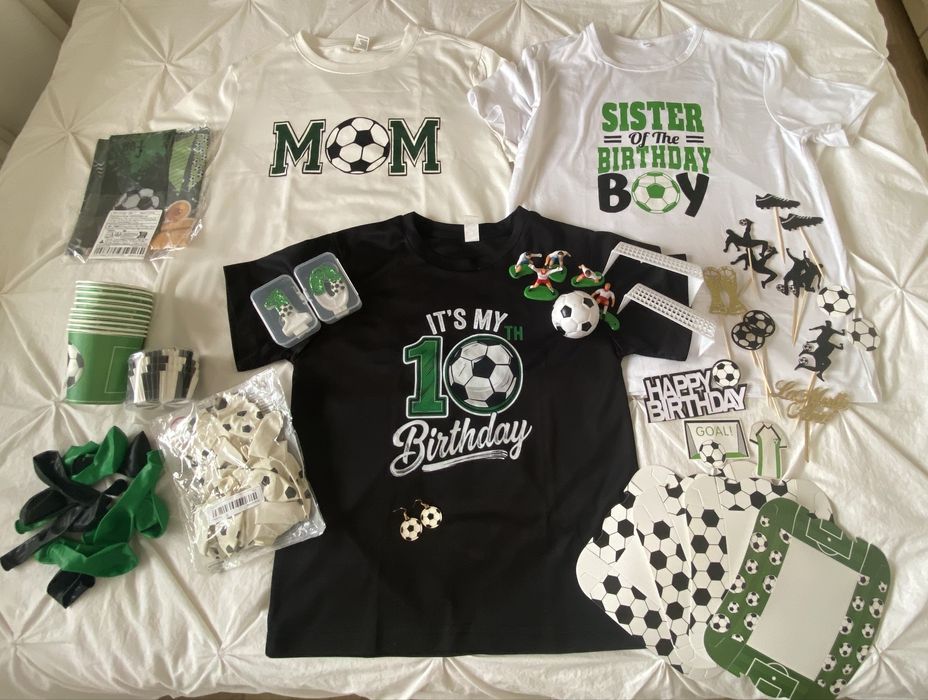 Decoratii+ tricouri zi de nastere baiat 10 ani