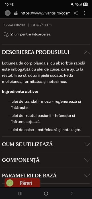 Loțiune corp bio extrem de hidratanta care oferă luciu pielii