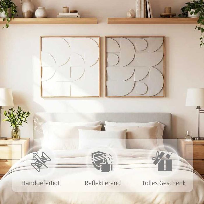 HOMCOM 3D стенен декор, комплект от 2, геометричен,  80 x 3,5 x 80 см