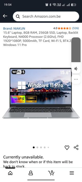 Laptop Naikun Venbook  N4000,8gb RAM ,ssd 256 GB  display 15.6 fhd ips