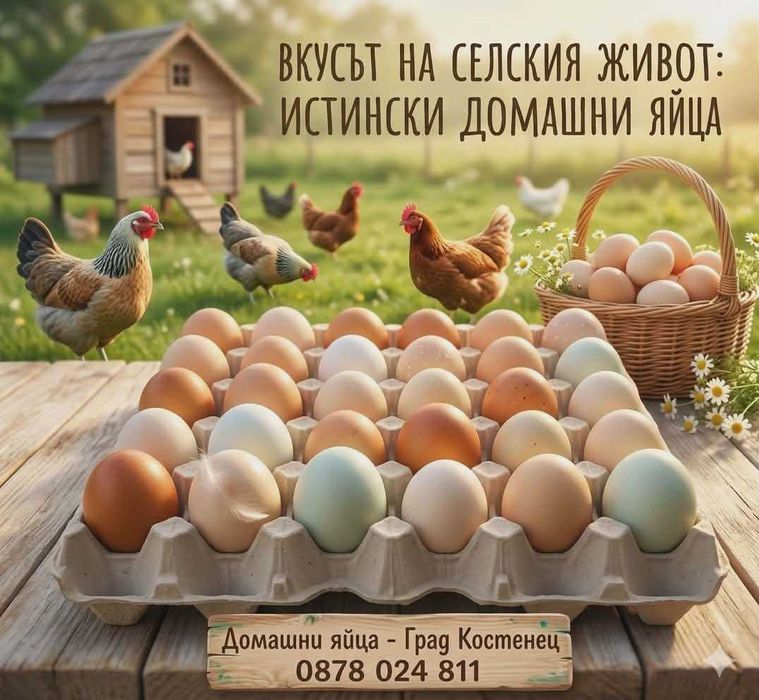 Пресни домашни яйца от щастливи кокошки