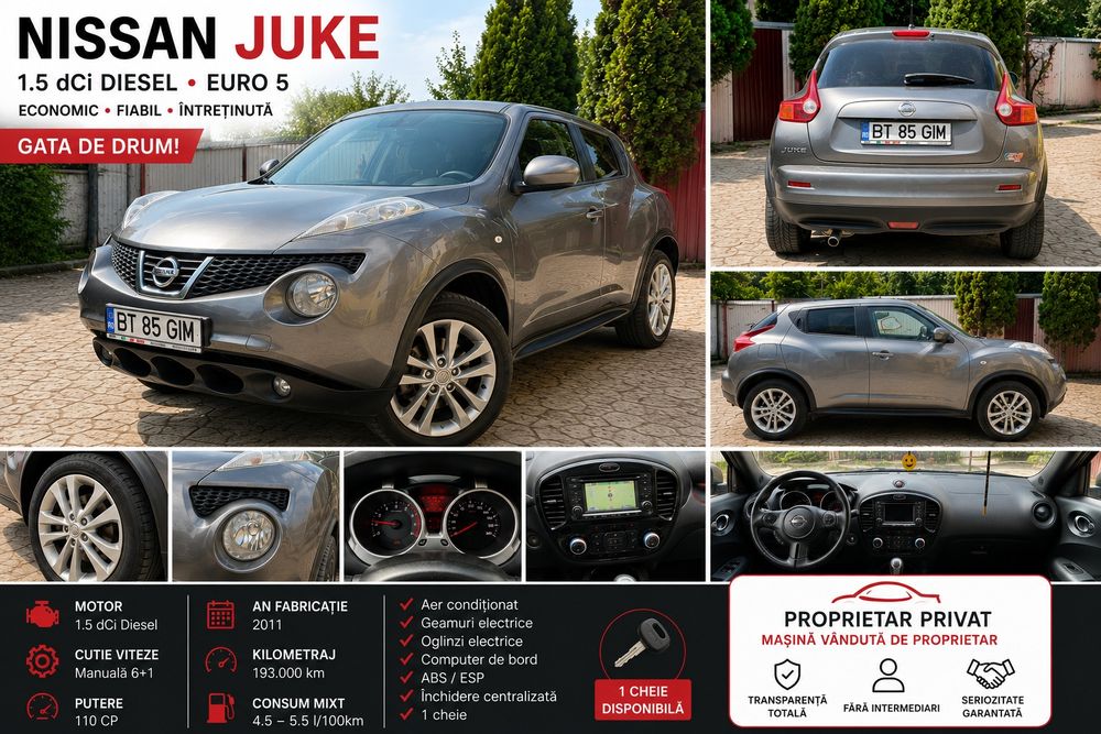 Nissan Juke 1.5 dCi • 110 CP • 2011 • 4.490 € Negociabil