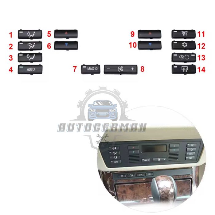 BMW E39/E53 Бутони за климатик 14бр 5 серия Х5 климатроник парно нови