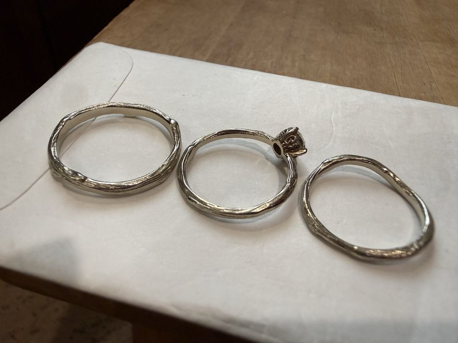 Set verighete + inel de logodna aur alb 14k si moissanite