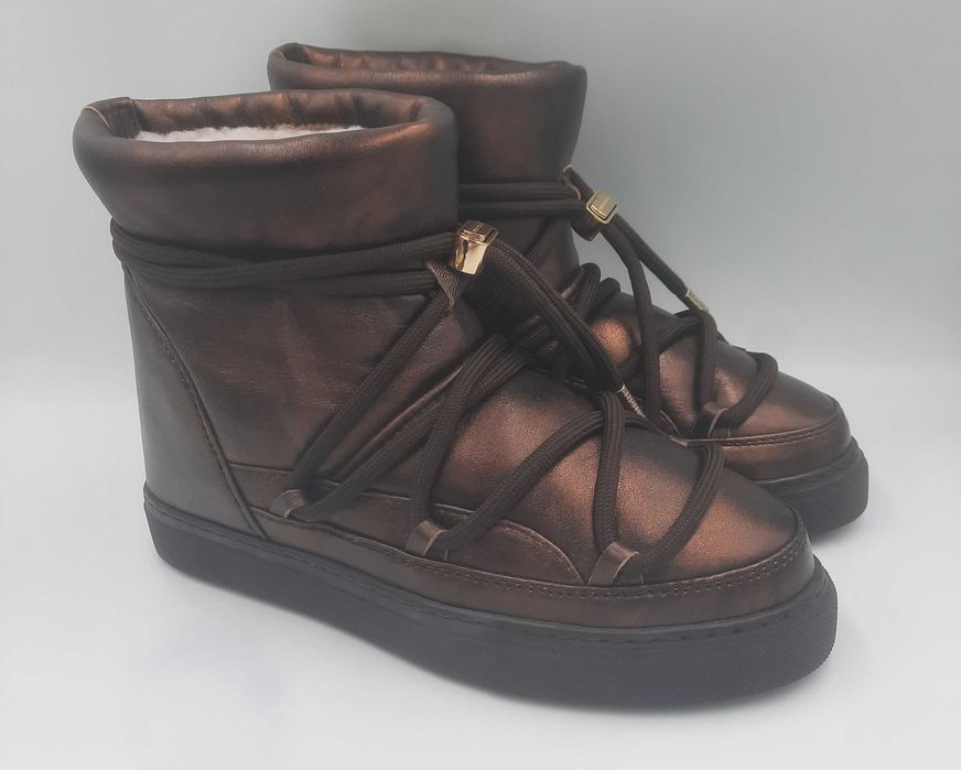 Ghete apres ski INUIKII originale noi piele si blana naturala 39