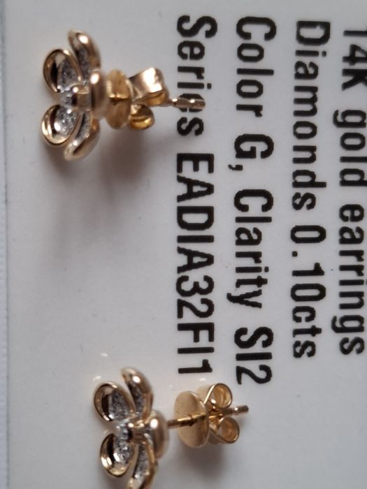 Cercei aur 14k diamante naturale