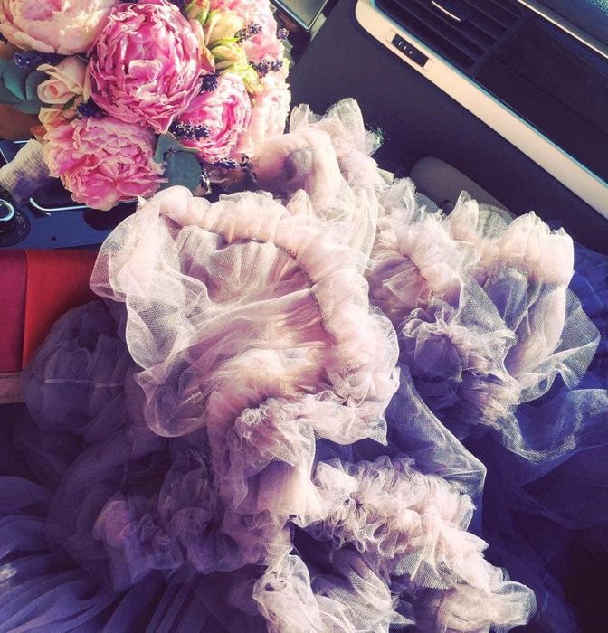 Rochie eleganta tulle si dantela, culoarea lavanda, S