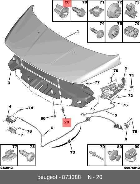Tampon cauciuc Citroen Berlingo, C4 (La/Lc), Jumpy/Spacetourer; Opel Combo/Life, Vivaro, Zafira Life; Peugeot 308 (4_), Expert/Traveller, Partner/Rifter; Toyota Proace/Verso, capota, 2 buc