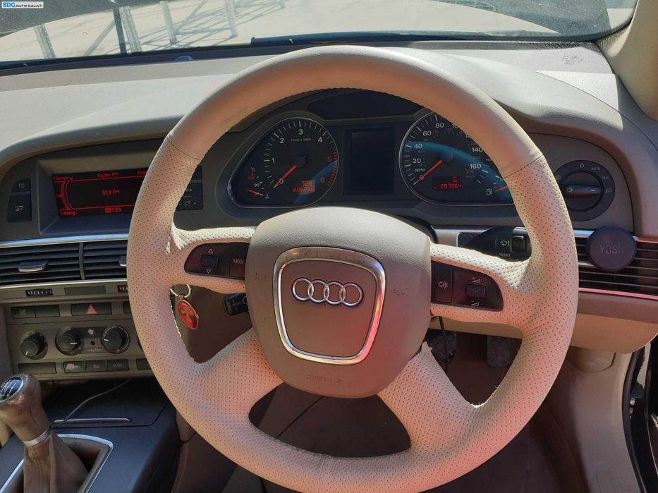 Volan Piele 4 Spite cu Comenzi FARA Airbag Retapitat cu Husa Audi A6 C6 NFL Non Facelift 2004 - 2008 [K6897]