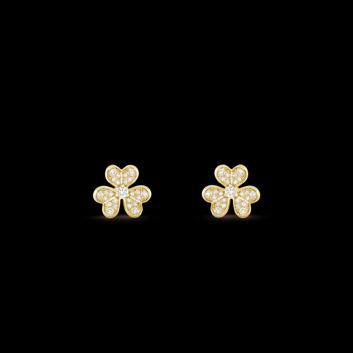 Van Cleef & Arpels VCA Gold Frivole Mini Diamond Clover Дамски Обеци