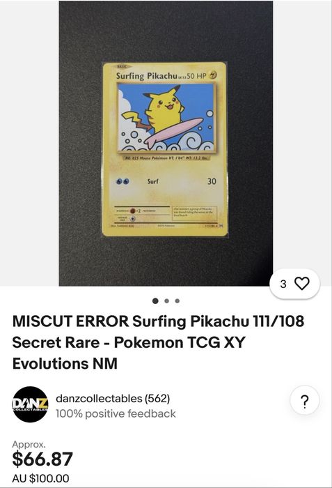 2016 Pokemon Xy Evolutions 111 Surfing Pikachu