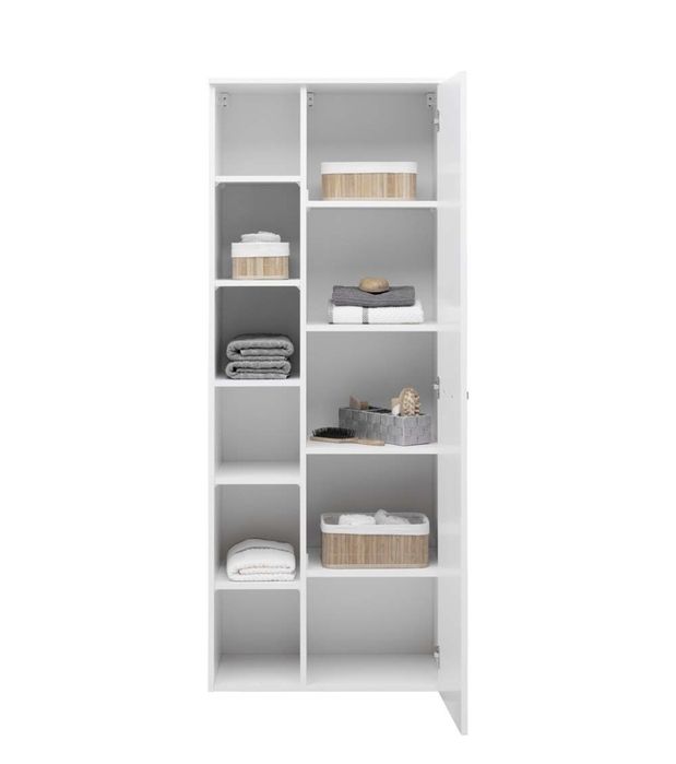 168,5см! Висок шкаф за баня в бял гланц