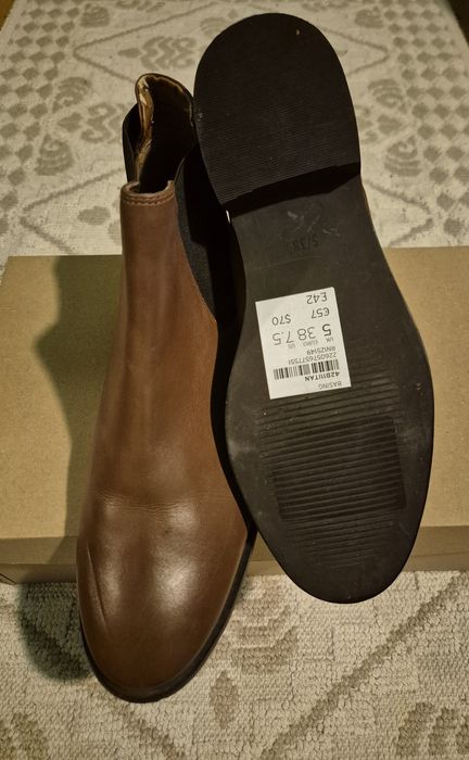 Класически кожени боти до глезена в цвят коняк