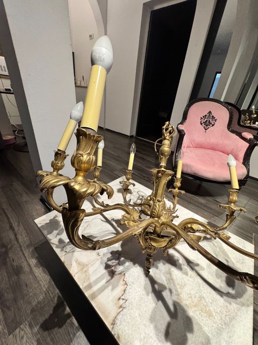 Candelabru din alamă masivă – stil Louis XV / Rococo, antichitate