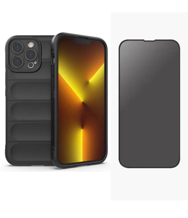 Husa Soft Anti Soc+Folie Sticla 11D 6D Privacy Iphone 16 PRO MAX PLUS