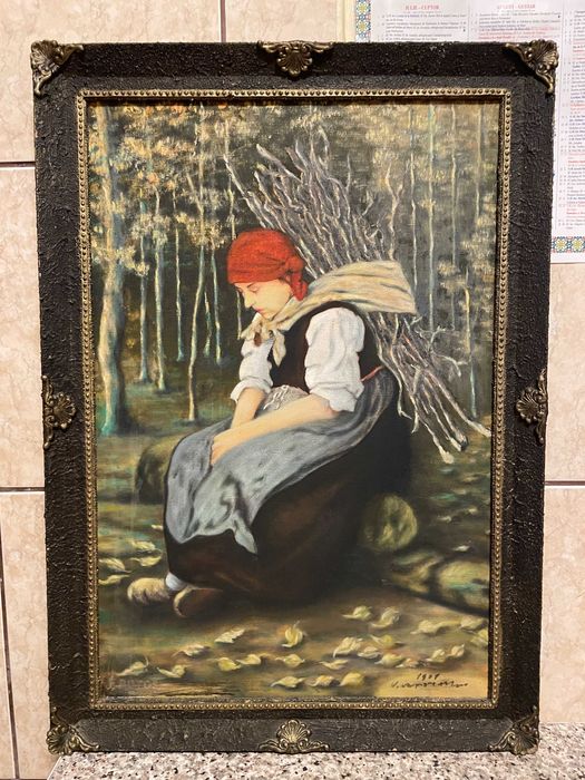 tablou  pictura veche pe panza pictura pe panza pictura in ulei