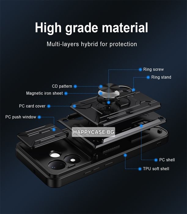 Xiaomi Redmi Note 17 Pro Max 5G / Redmi Note 17 Pro 5G / RING CARD SLOT Удароустойчив кейс със слот за карта