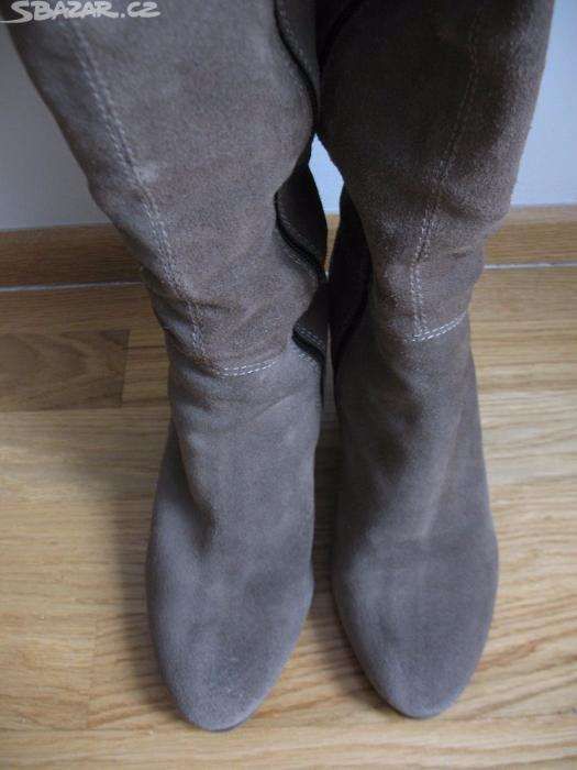 Cizme dama Bata, gri, piele intoarsa, piele naturala, mar 39