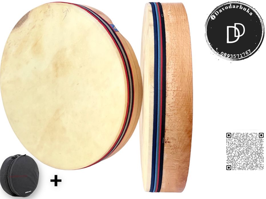 Разпродажба професионално голямо ударно дайре от еленска кожа с калъф