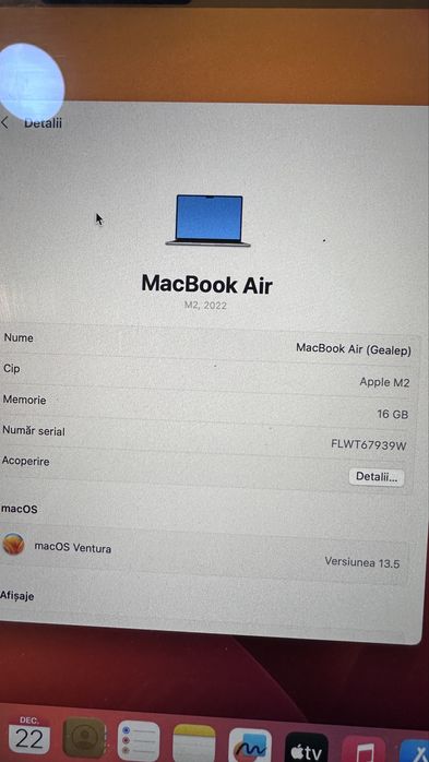 Macbook air 13 2022 100% baterie