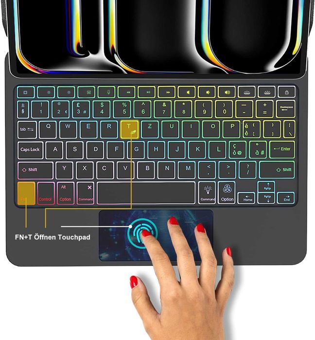 Husa cu Tastatură Magic SENGBIRCH iPad Pro 13" M4, QWERTZ, iluminată