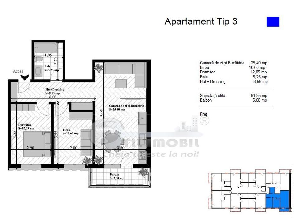 Apartament 3 camere 67mp — fotografia 1