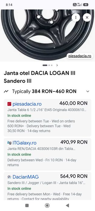 Roata Logan structurală 16"