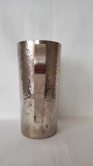 Голяма стара кована френска кана от месинг масивна