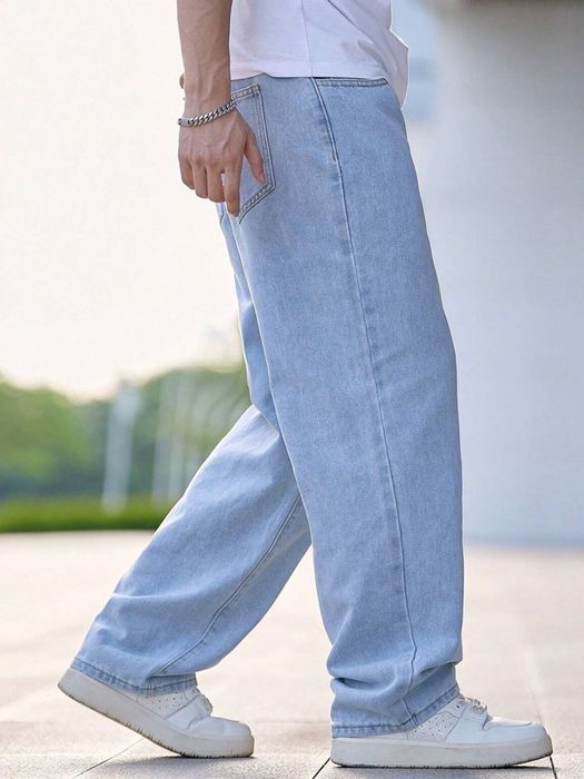 джинсы бегги синий чёрный