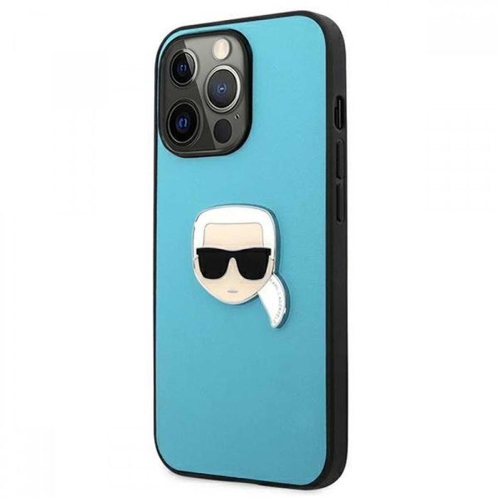 Гръб Karl Lagerfeld Leather Ikonik Karl`s Head Metal за iPhone 13, iPhone 13 Pro, iPhone 13 Pro MAX