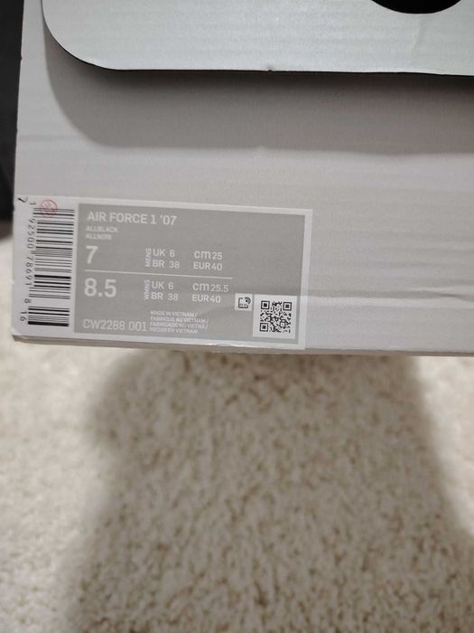 Nike Air Force 1 Low '07 Black (36-47 номер)